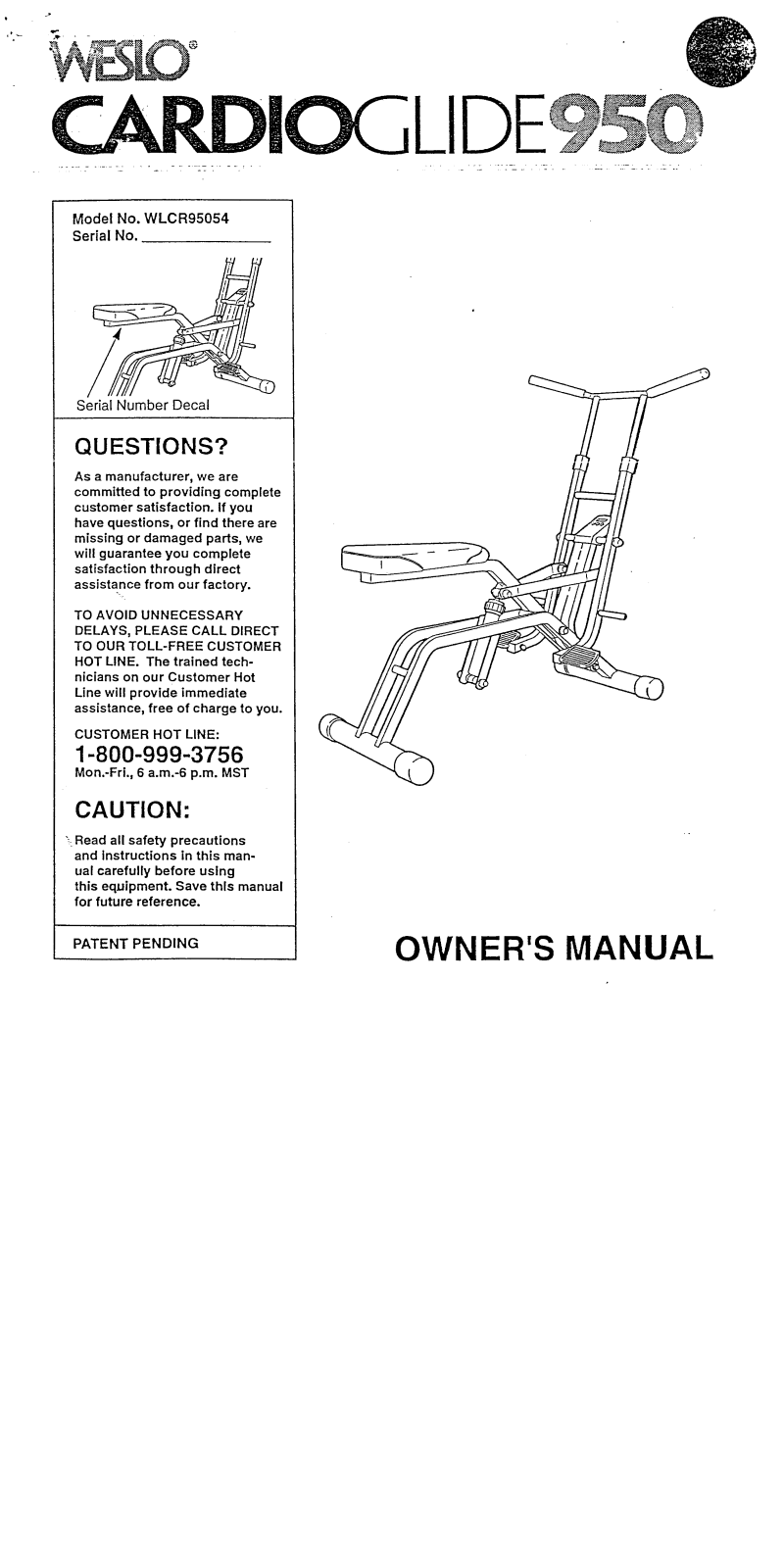 Weslo WLCR95054 Owner's Manual