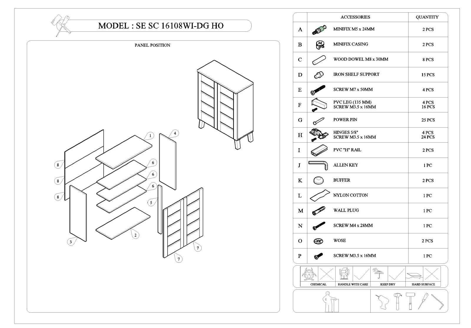 Wholesale Interiors SESC16108DARKGREYHANAOAKSHOECABINET User Manual