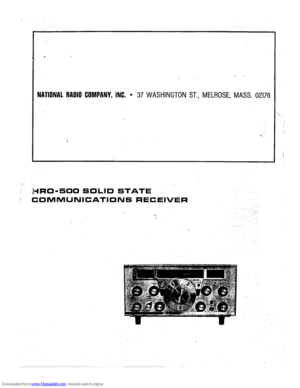 National Radio HRO-500 User Manual