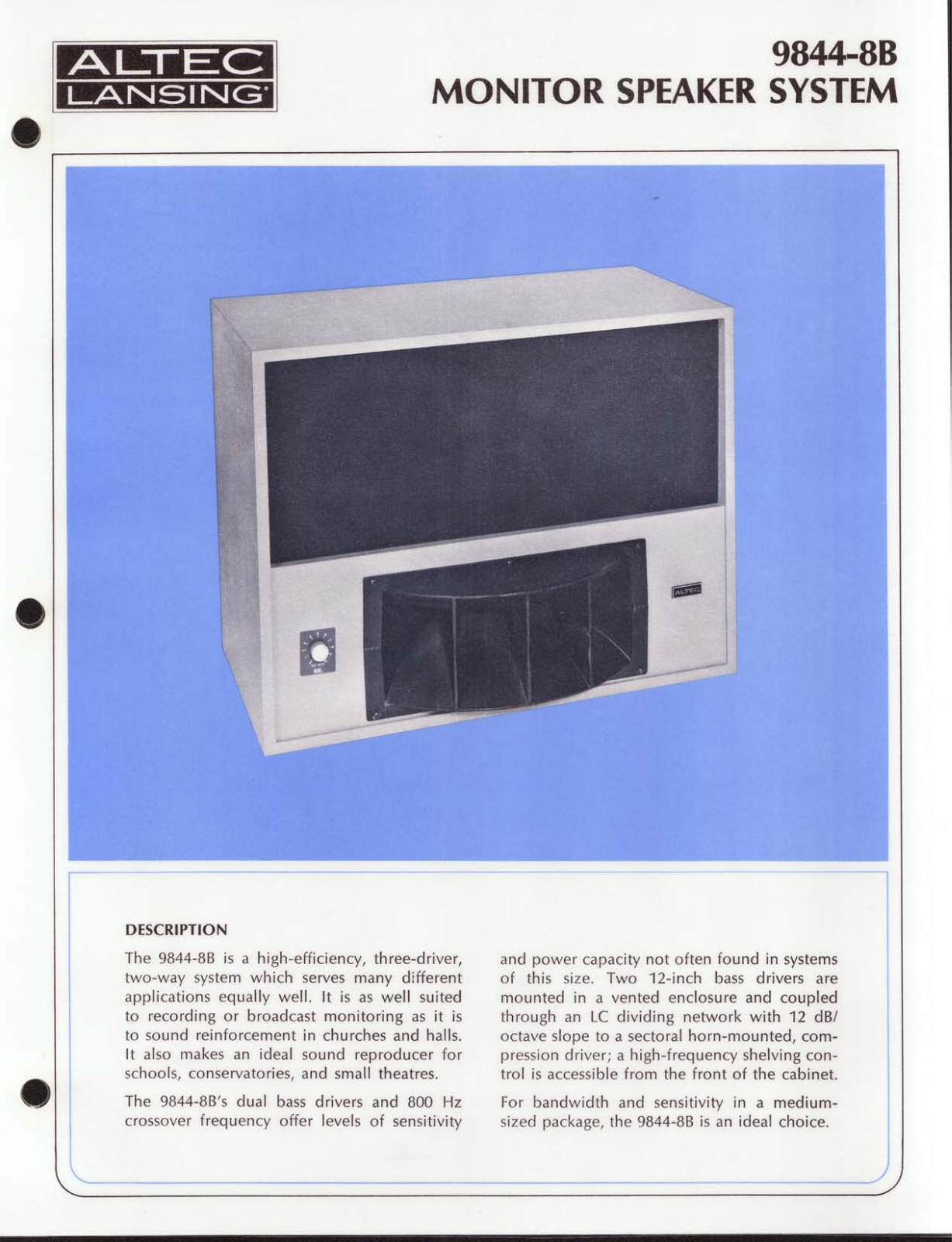 Altec Lansing 9844-8B User Manual