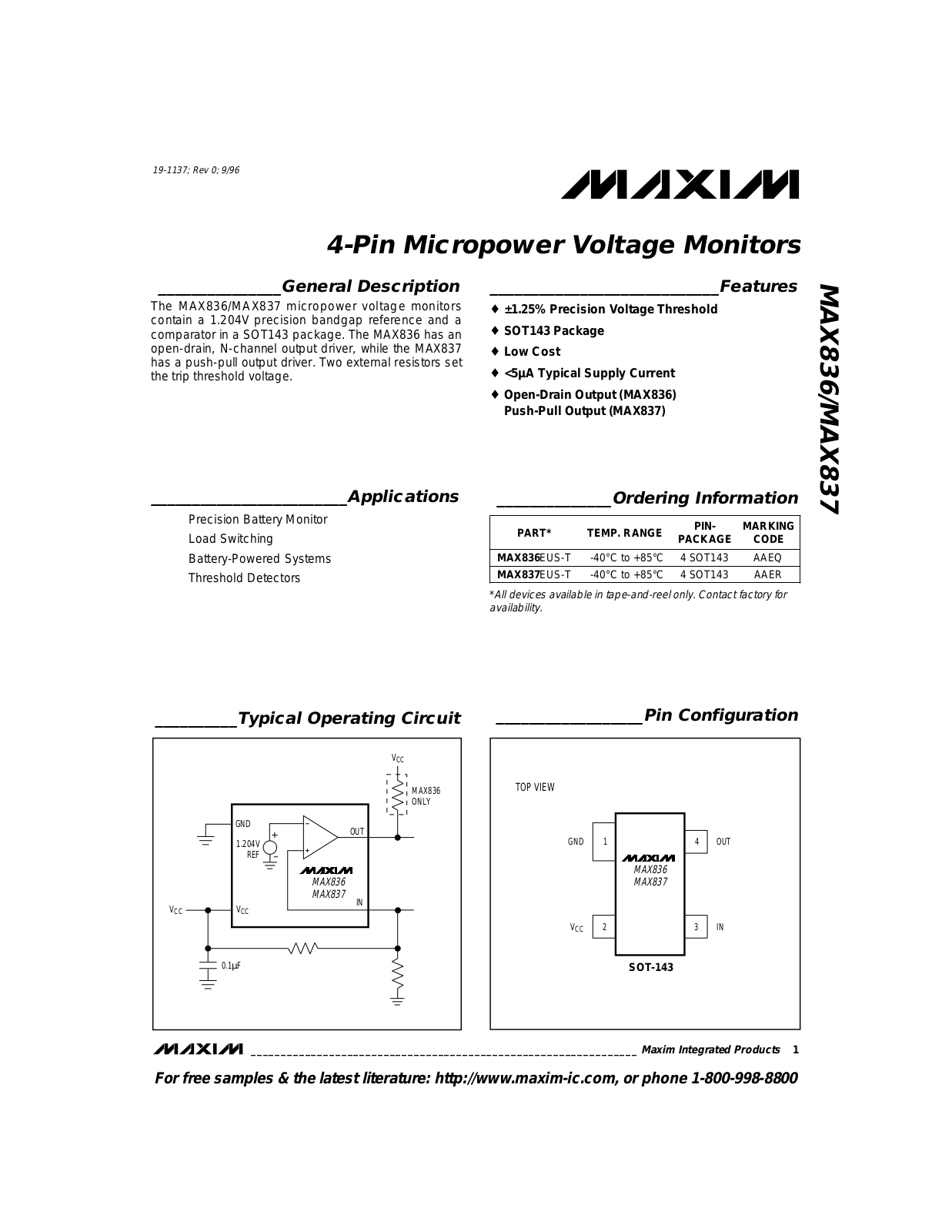 Rainbow Electronics MAX837 User Manual