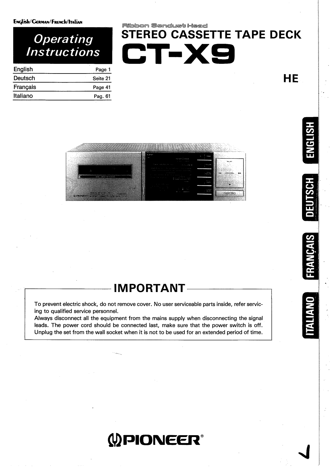 Pioneer CT-X9 User Manual