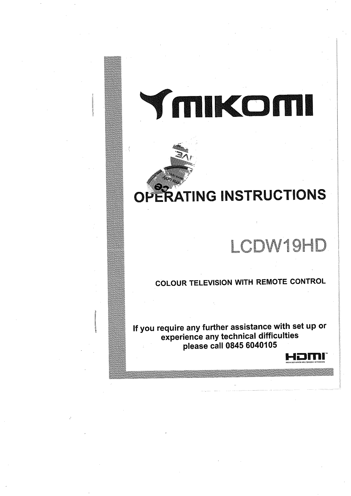 Mikomi LCDW19HD Operating instructions