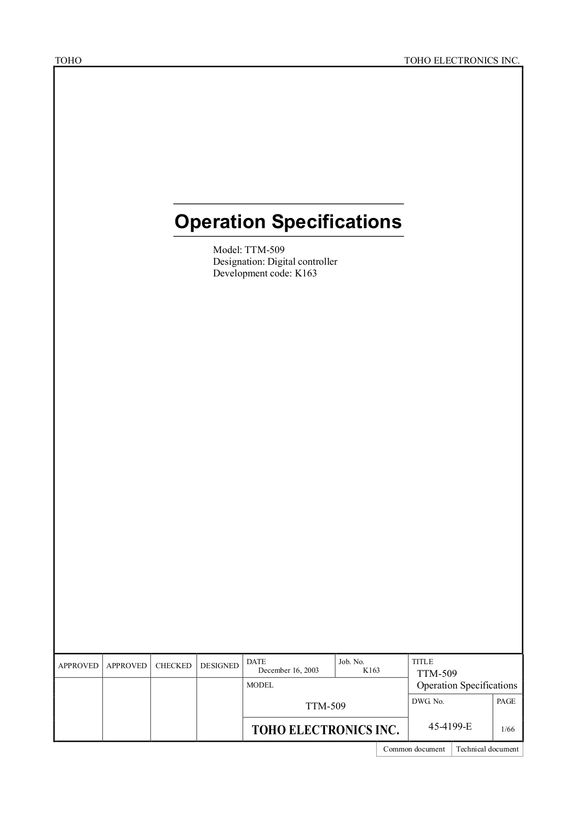 TOHO ELECTRONICS TTM-509 User Manual