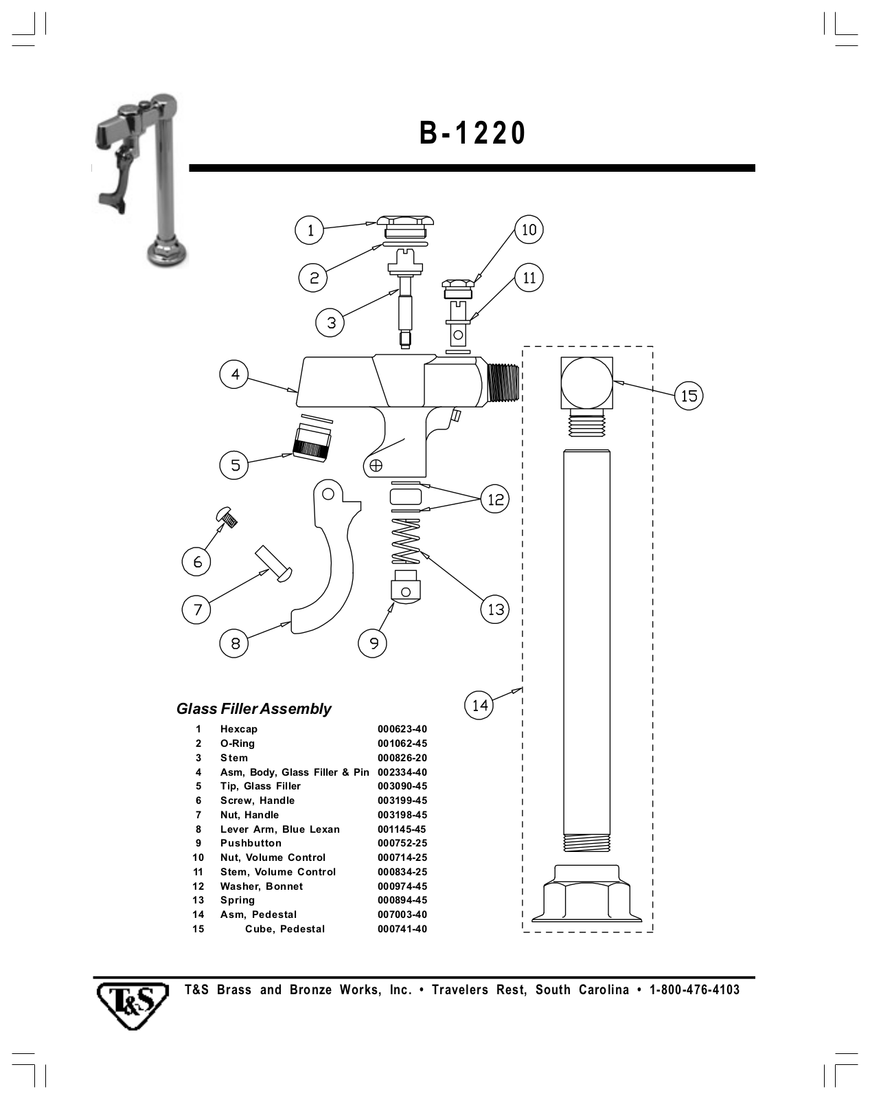 T & S Brass & Bronze Works B-1220 Part Manual