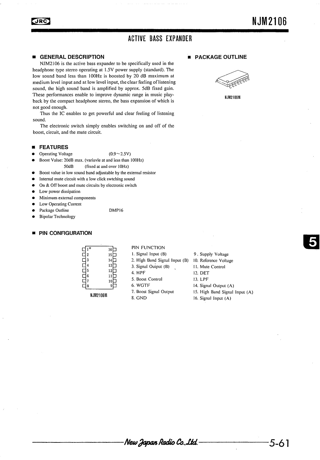 JRC NJM2106M Datasheet