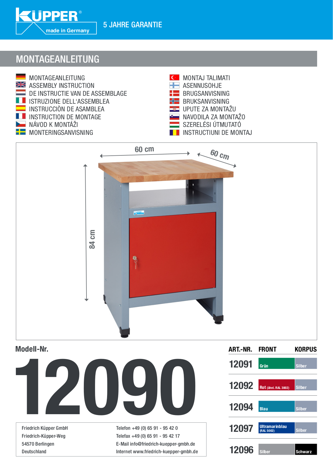 Küpper 12090, 12091, 12092, 12094, 12096 User guide