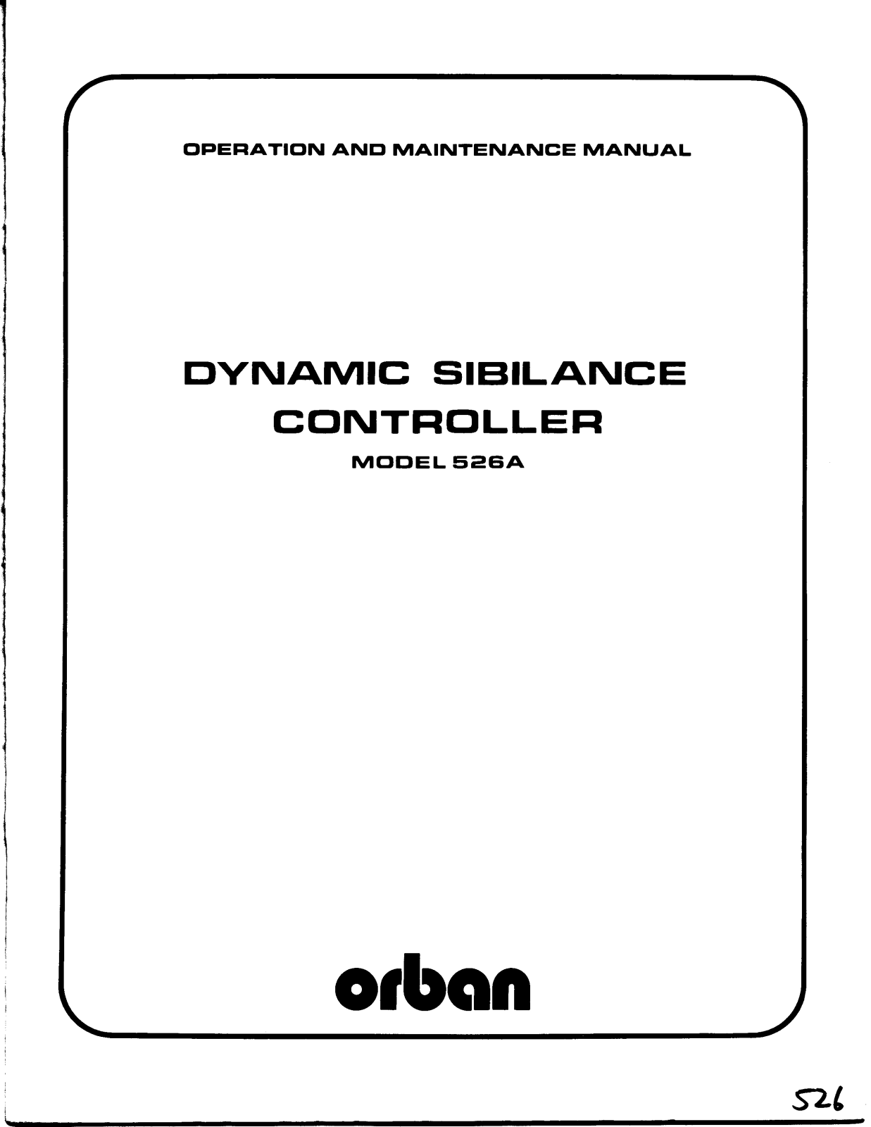 Orban 526A Service manual