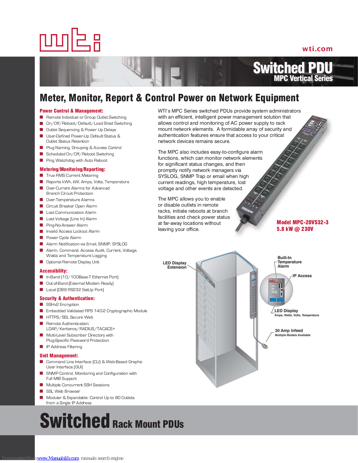 Western Telematic MPC-20VS30-2, MPC-20VS20-1, MPC-20VS30-1, MPC-20VS20-2, MPC-20VS16-3 Specifications