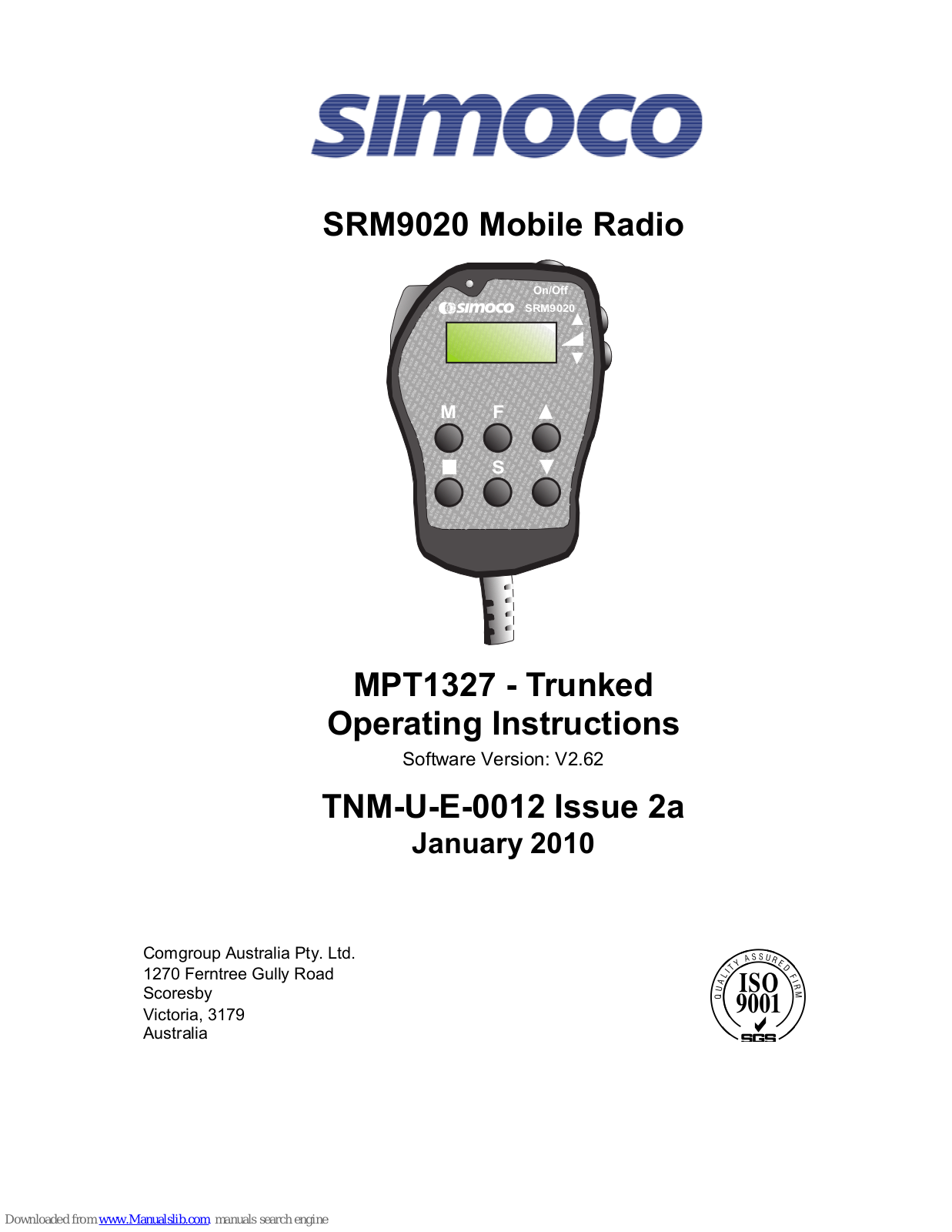 Simoco SRM9020, MPT1327 Operating Instructions Manual - ManualMachine.com