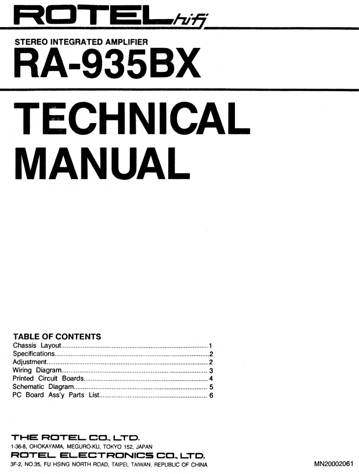 Rotel RA-935-BX Service manual