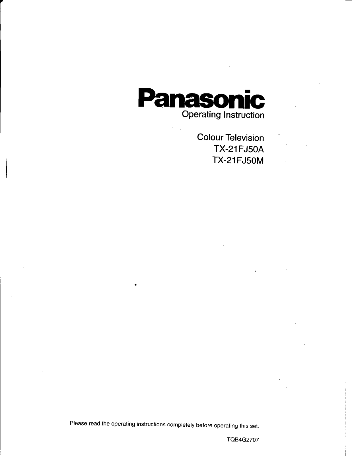 Panasonic TX21FJ50M, TX21FJ50A User Manual
