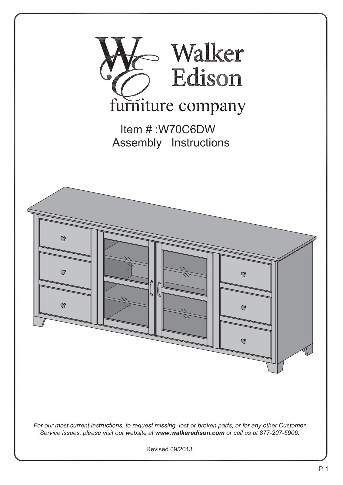 Walker Edison Furniture W70C6DW User Manual