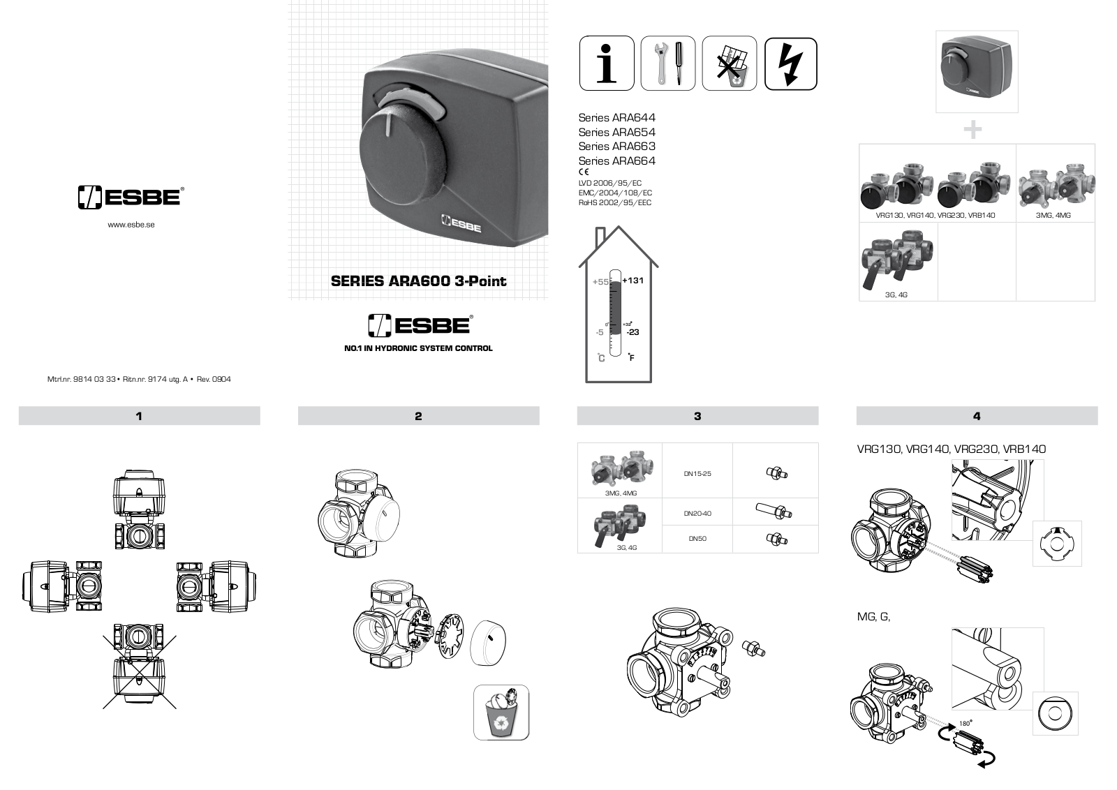 Danfoss ARA 600, ARA 664, ARA 644, ARA 654, ARA 663 Installation guide