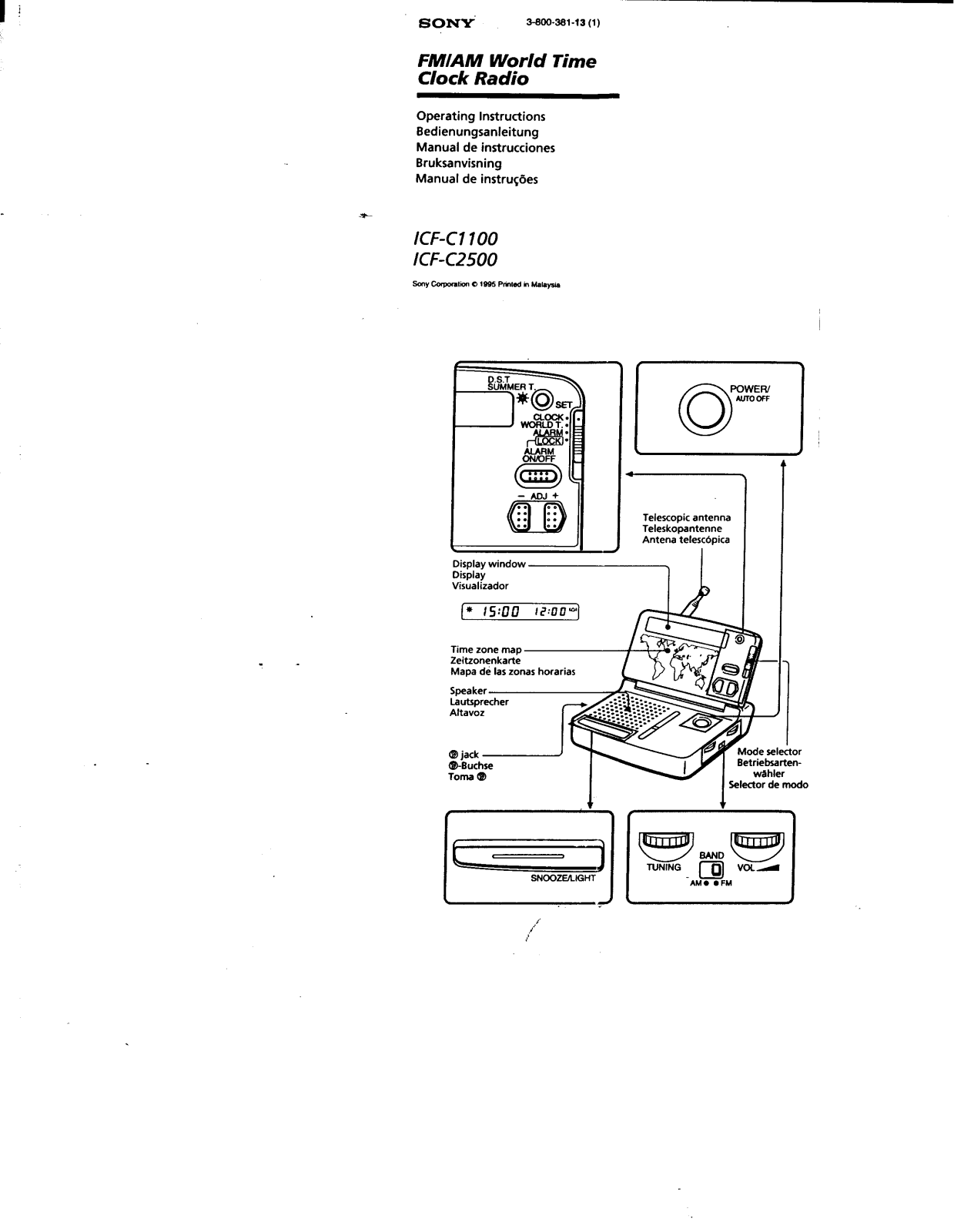 Sony ICF-C1100, ICF-C2500 Operating Instructions