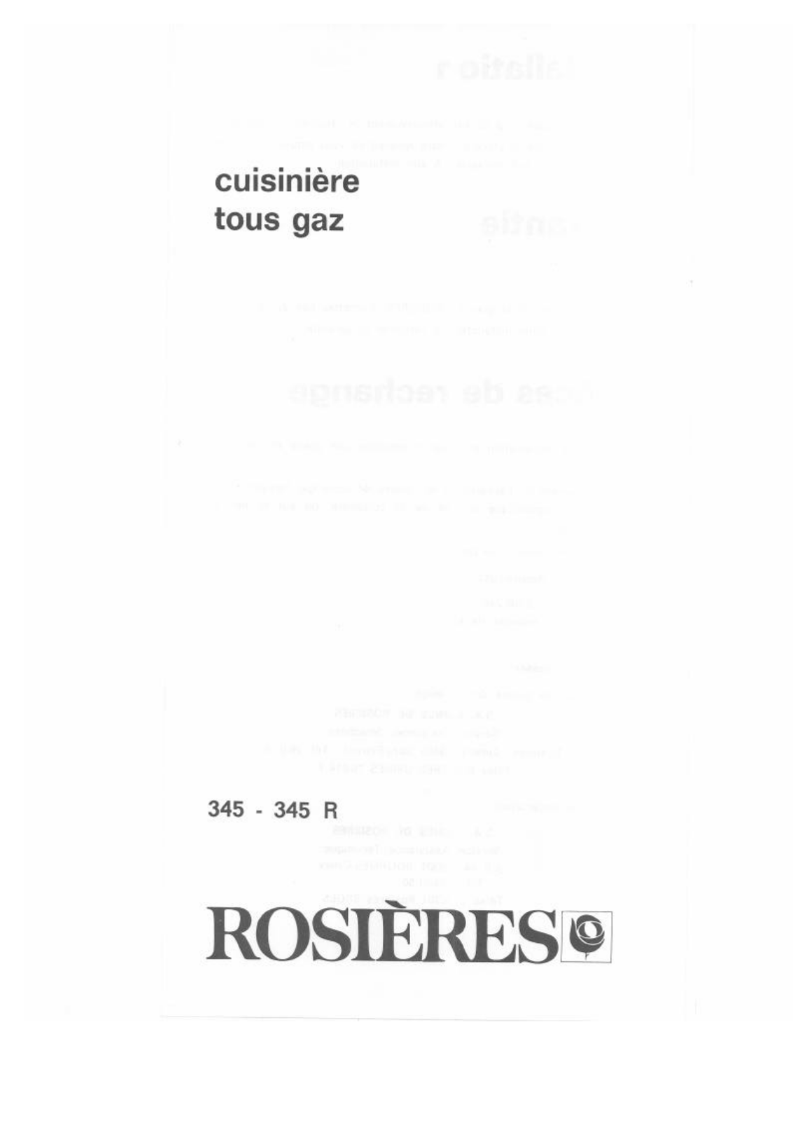 ROSIERES 345, 345 R User Manual