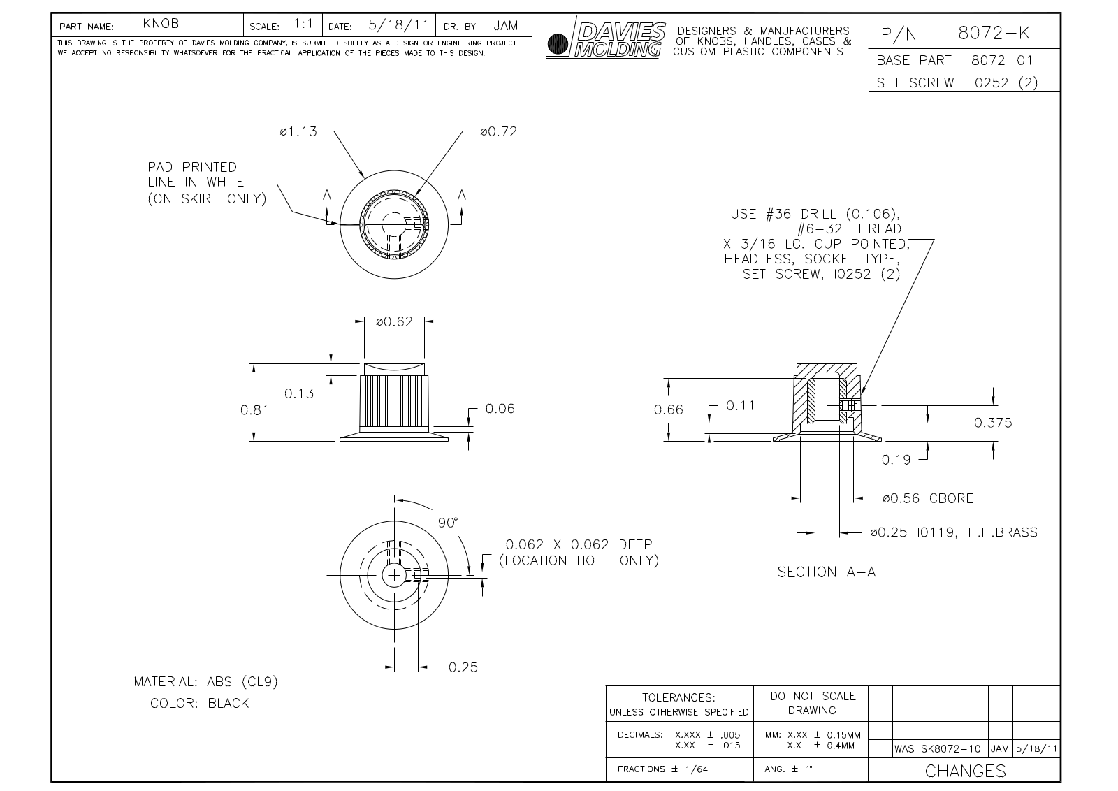 Davies Molding 8072-K Reference Drawing