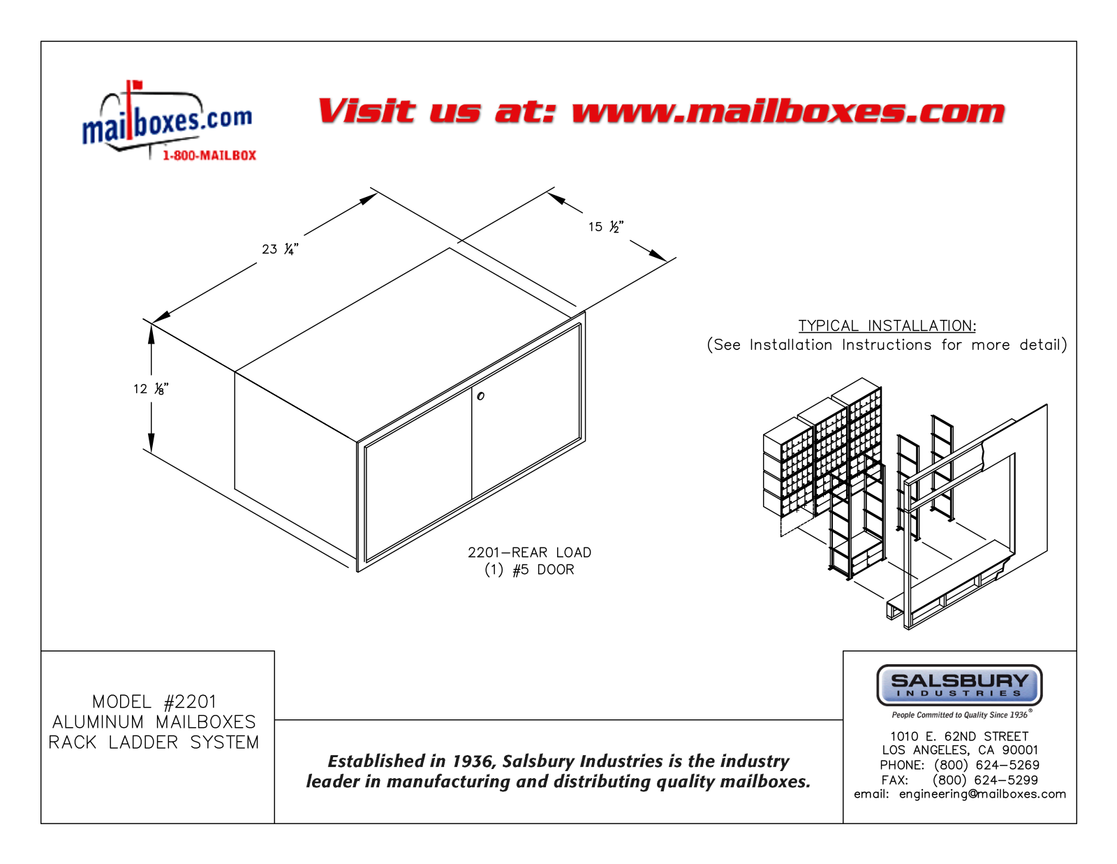 Salsbury Industries 2201 User Manual