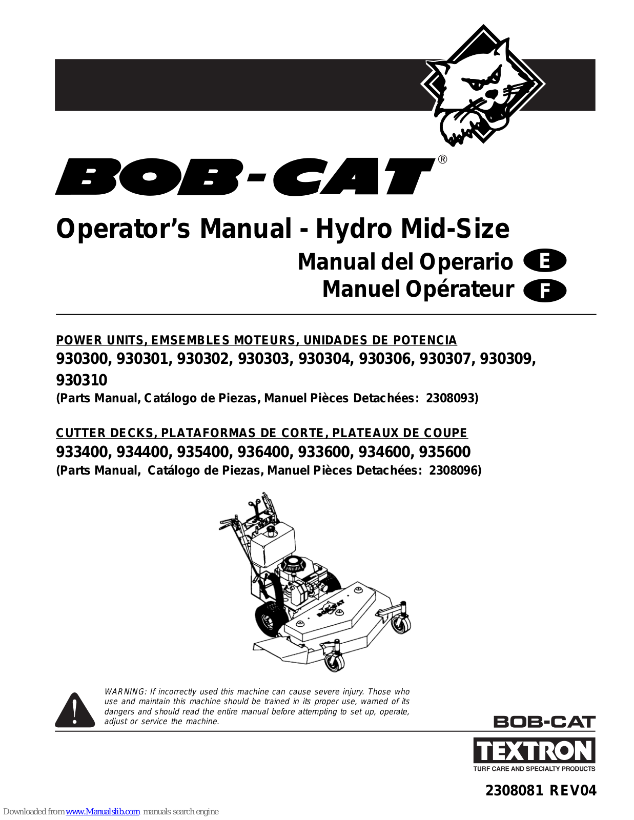 Textron Bob-Cat Operator's Manual