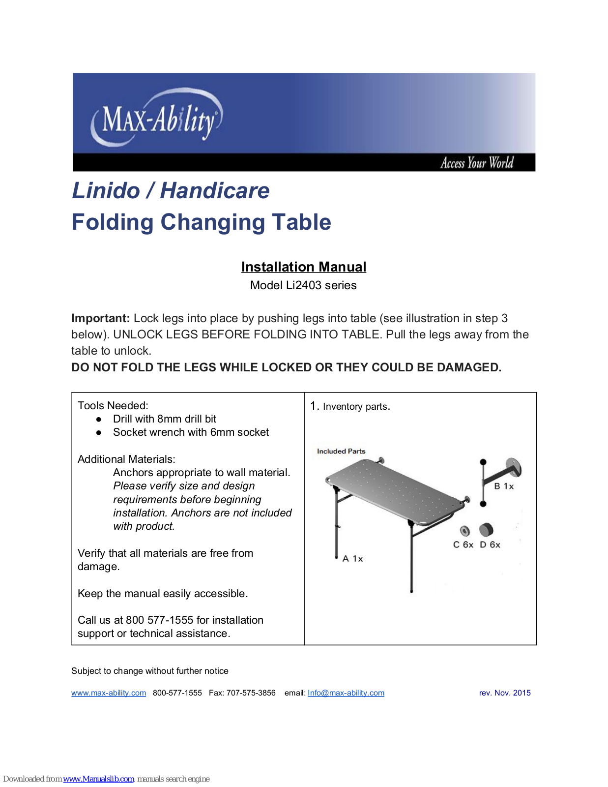 Max-Ability Li2403 Installation Manual