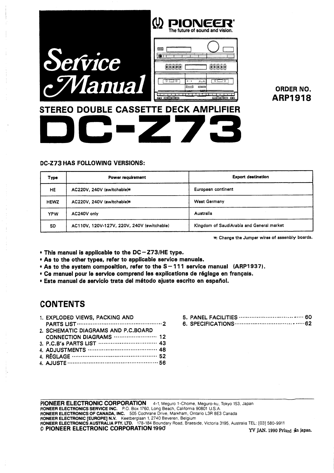 Pioneer DCZ-73 Service manual