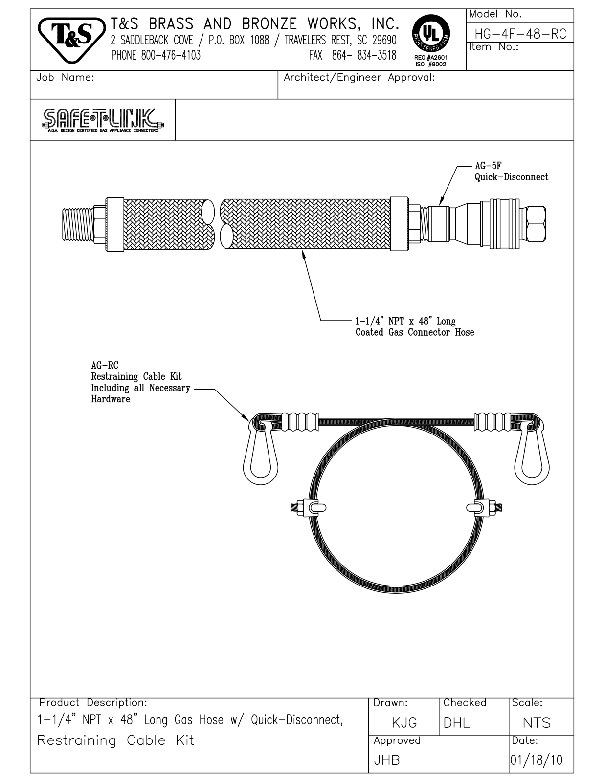 T&S Brass HG-4F-48-RC User Manual