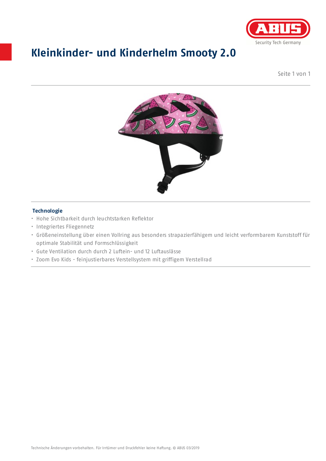 ABUS Kleinkinderund Kinderhelm Smooty 2.0 Service Manual