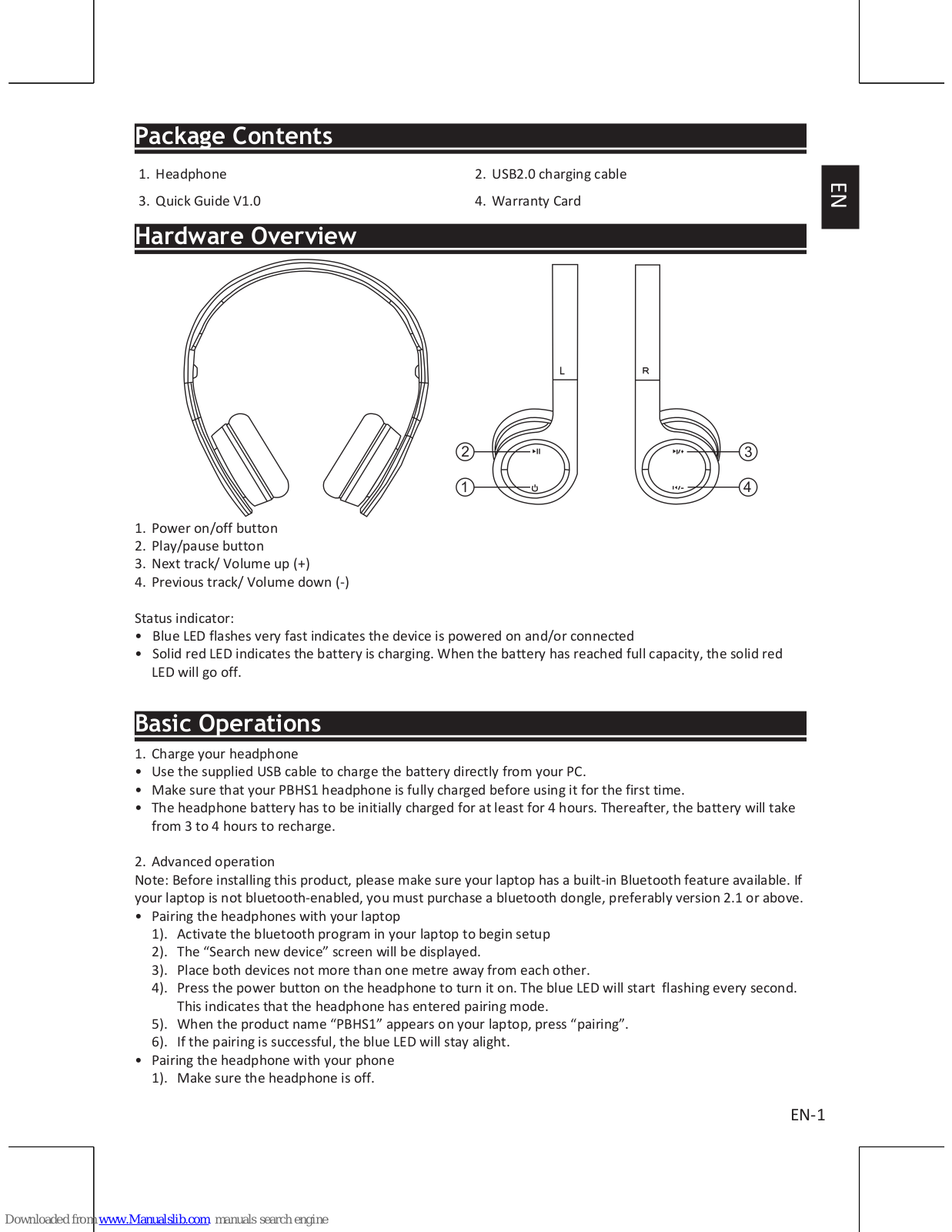 Prestigio PBHS1 Quick Manual