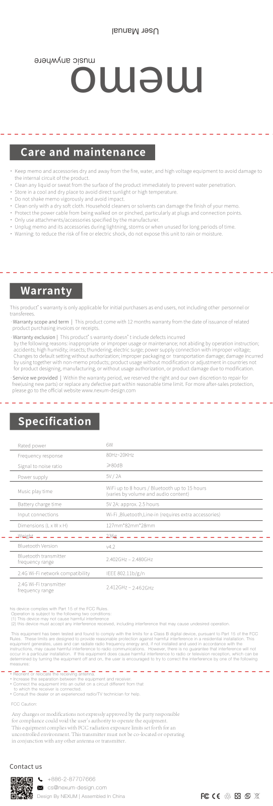 Molu Technology MEMOW1 Users manual