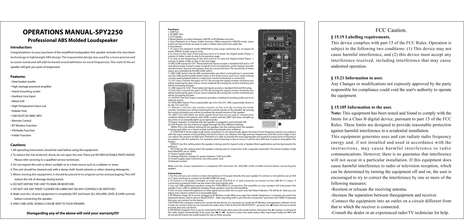 ROLDY SPY2250 Users manual