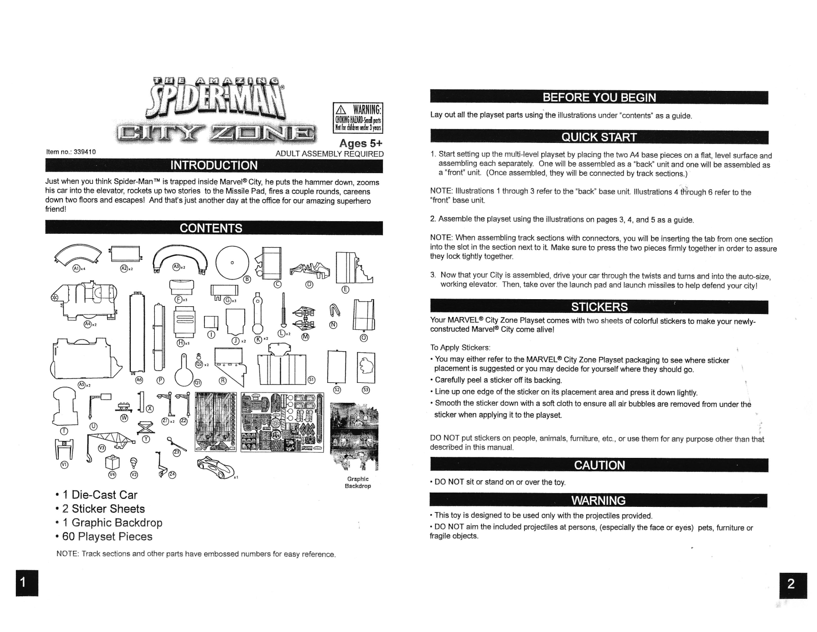 Mga Entertainment SPIDER-MAN CITY ZONE 1 2 User Manual