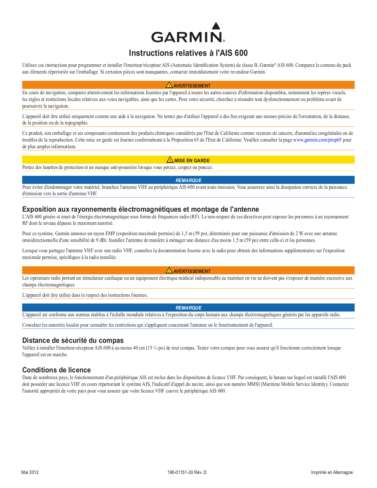 Garmin AIS 600 Instructions