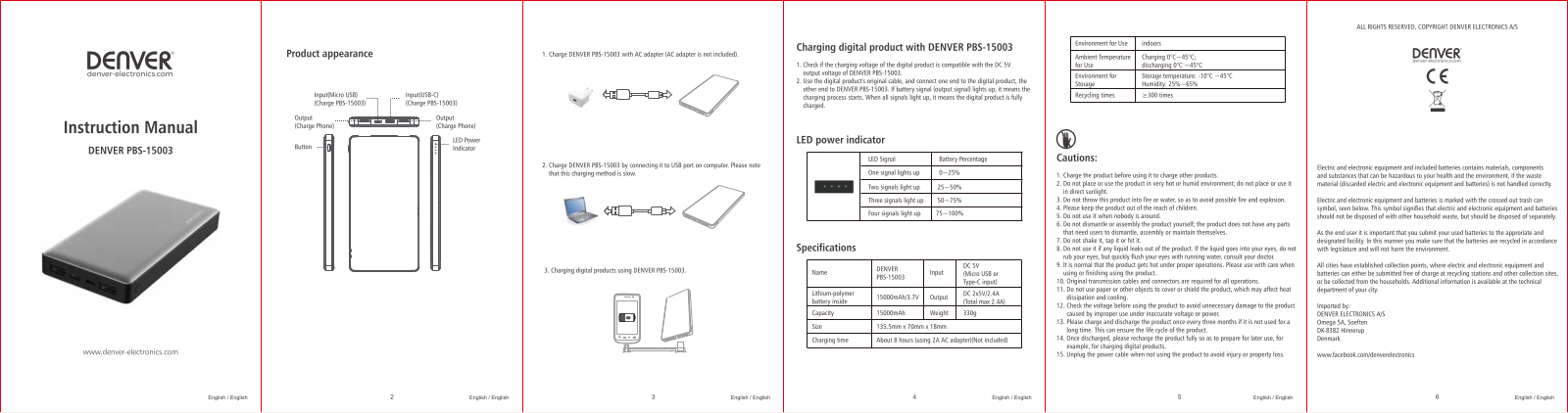 Denver PBS-15003 operation manual