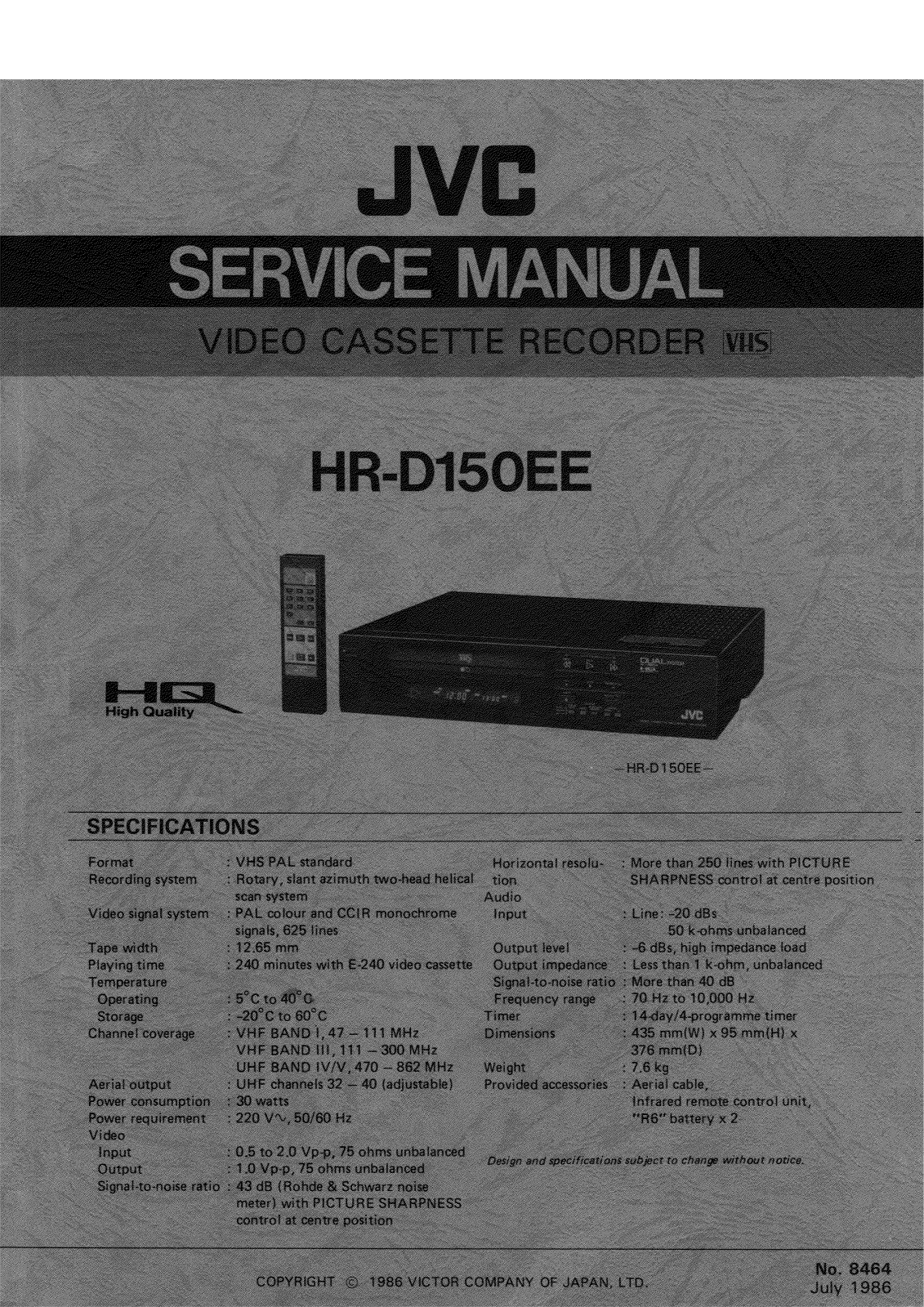JVC HR-D150EE Service Manual