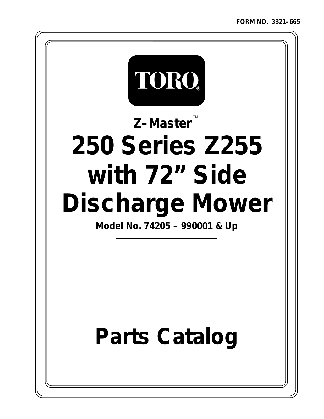 Toro 74205 Parts Catalogue