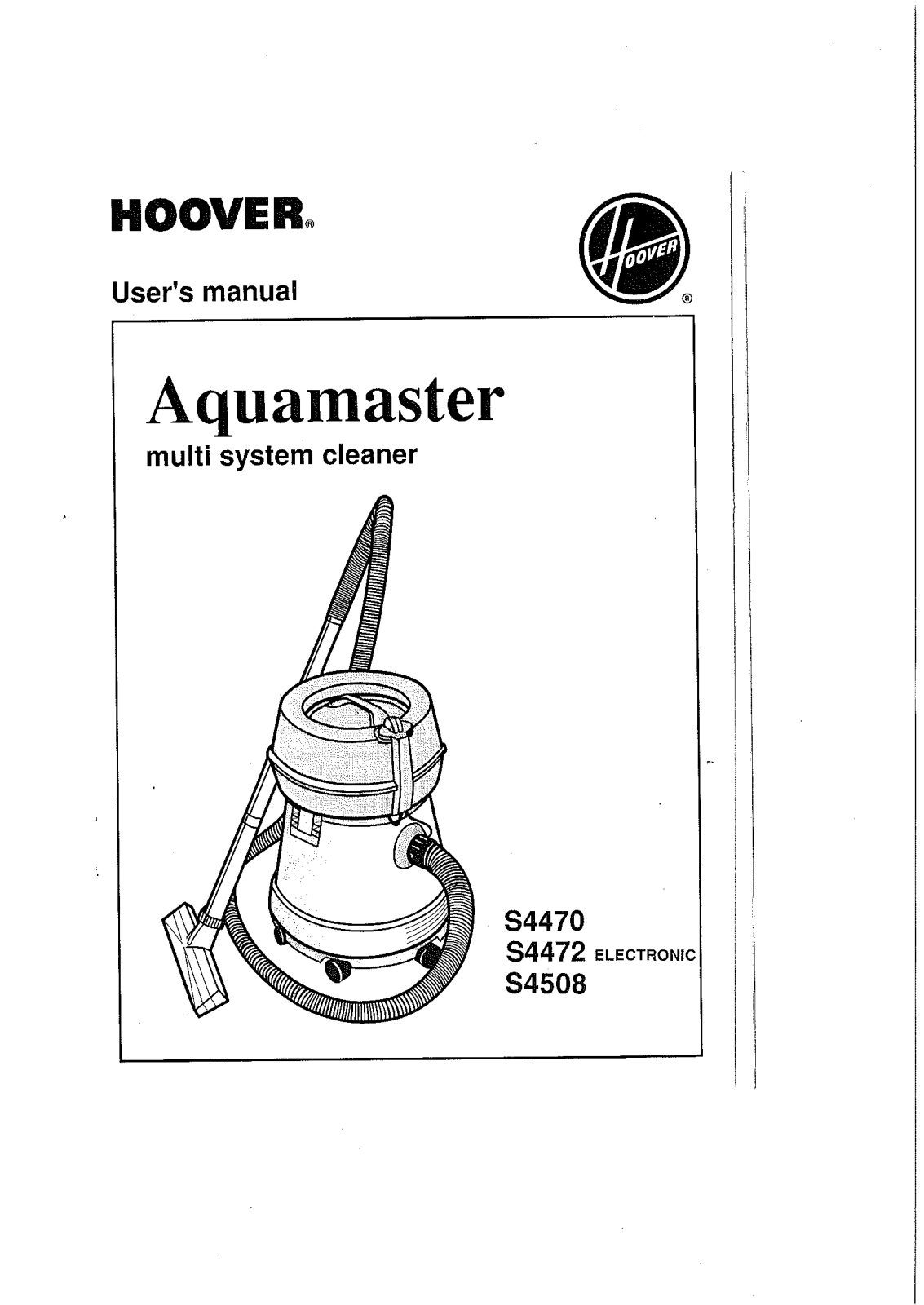 Hoover S4470, S4508, S4472 Manual