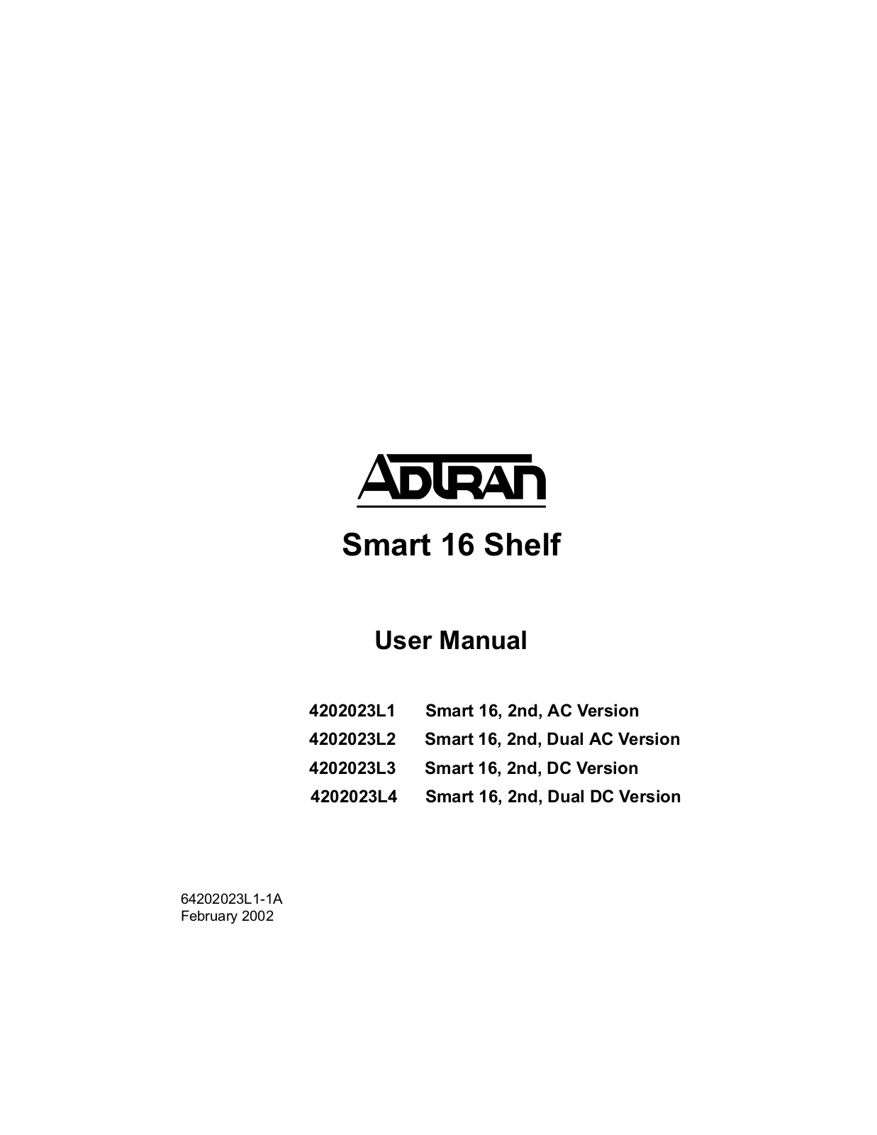 ADTRAN 4202023L4, 4202023L3, 4202023L1, 4202023L2 User Manual