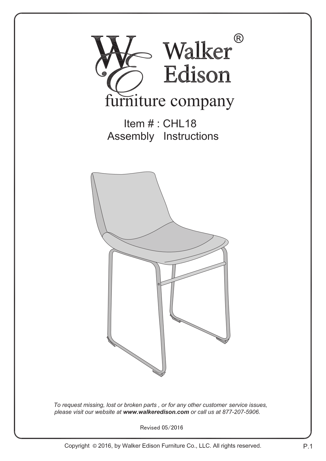 Walker Edison CHL18BL Assembly Guide