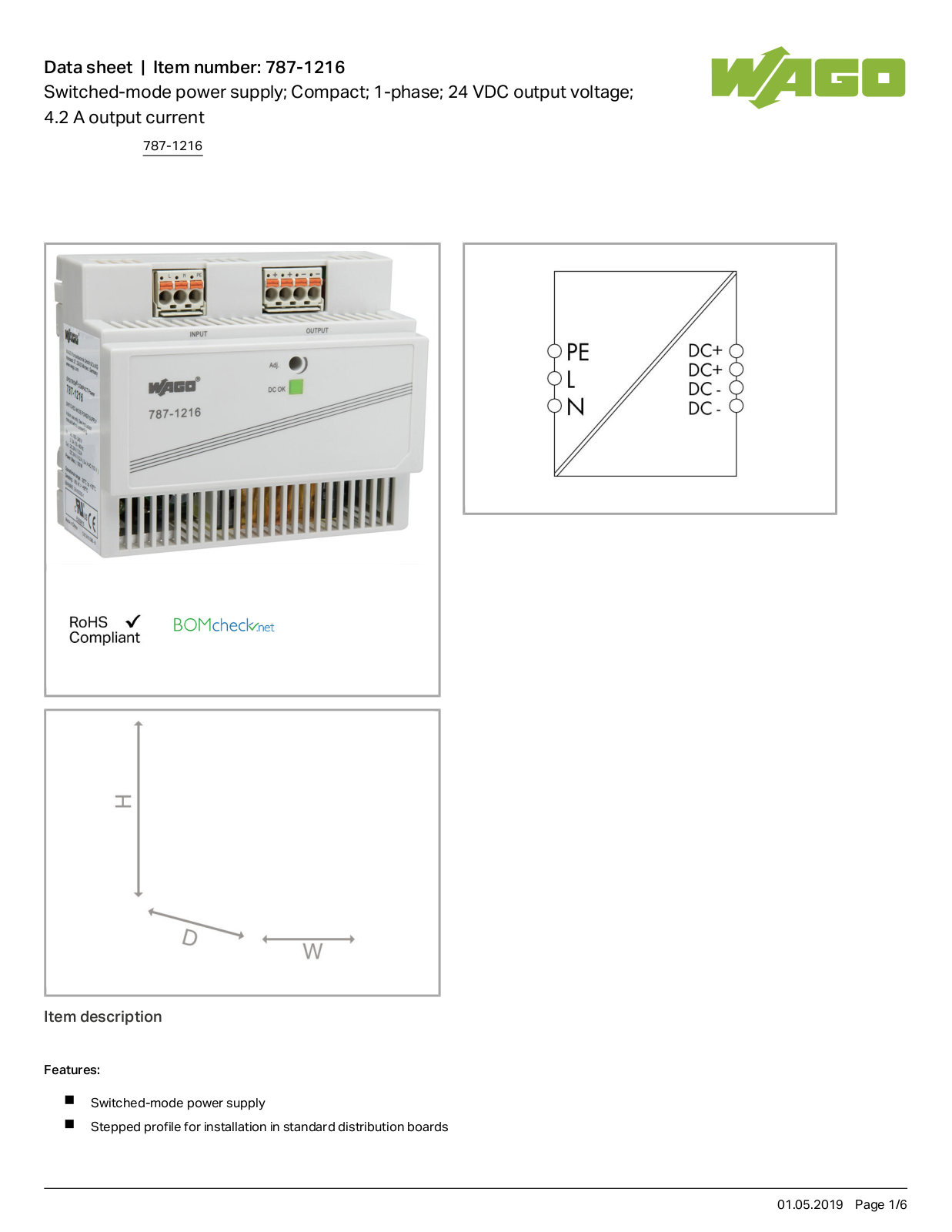 Wago 787-1216 Data Sheet