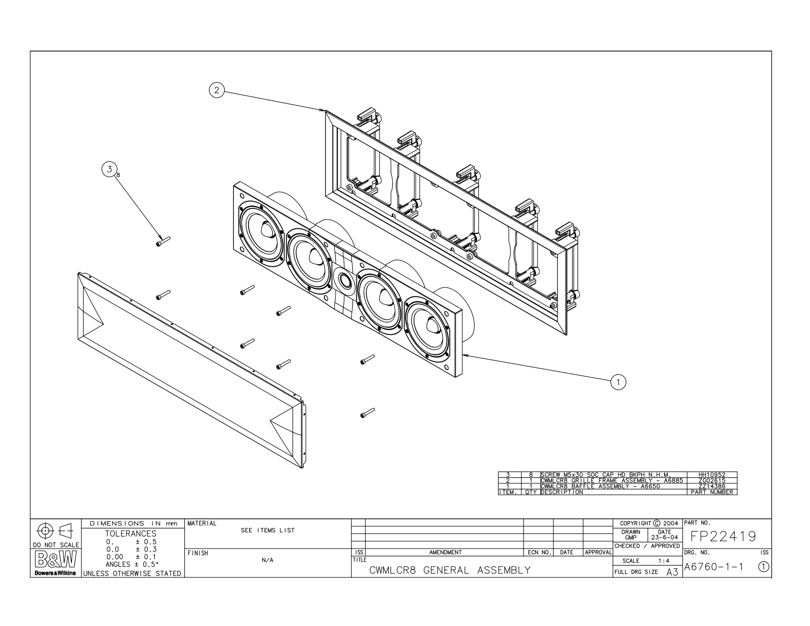 Bowers and Wilkins CWMLCR-8 Service manual