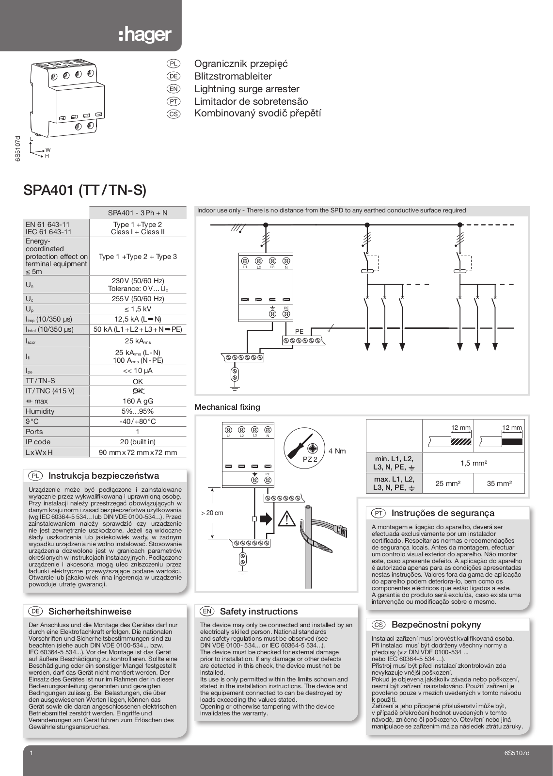 Hager SPA401, SPA401TT Installation Instructions - ManualMachine.com