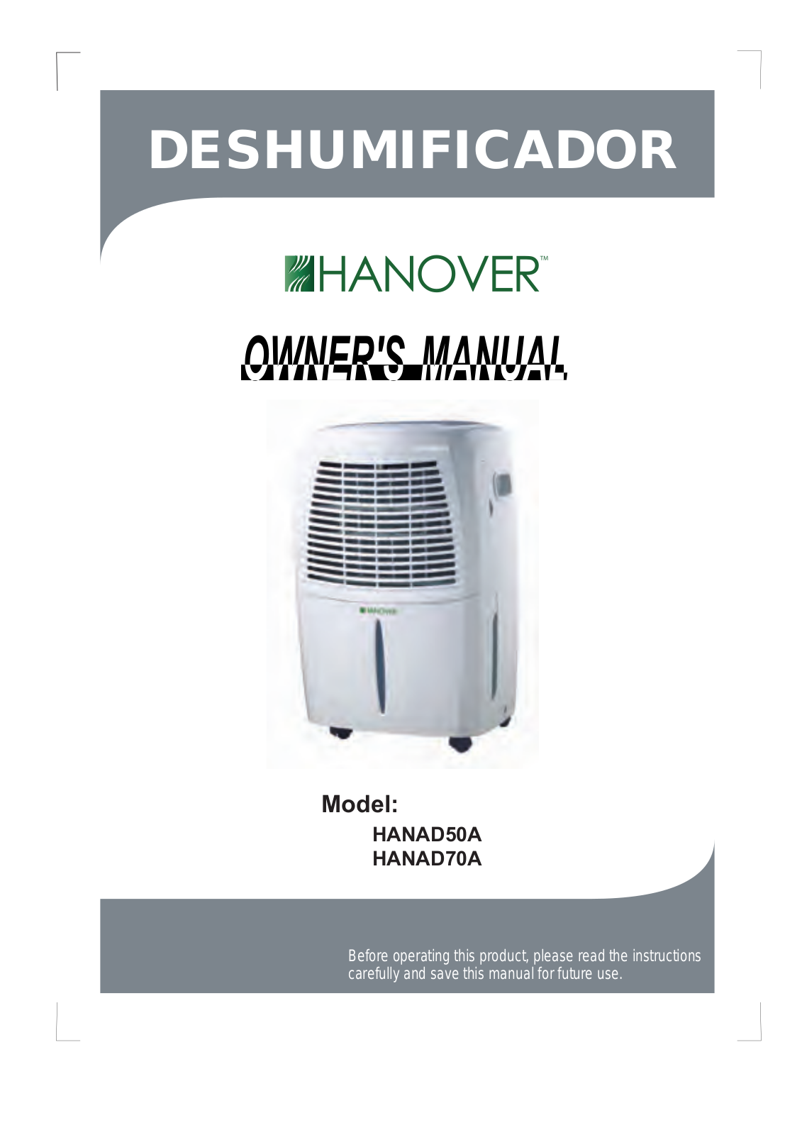 Hanover HANAD50A, HANAD70A Owner's Manual