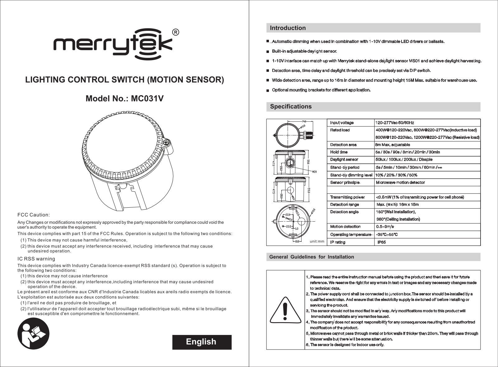 Merrytek Technology MC031V Users manual