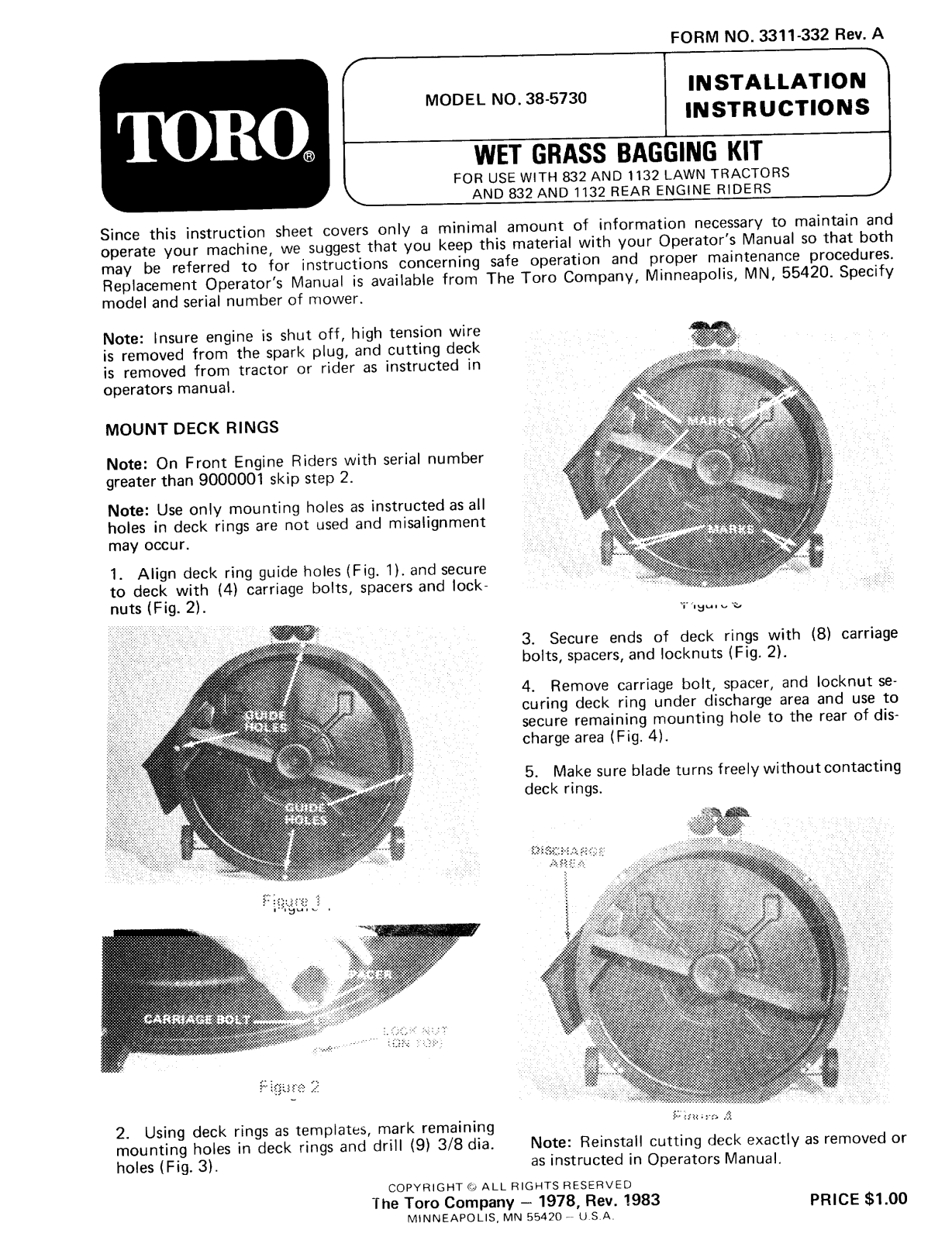 Toro 38-5730 Installation Instructions