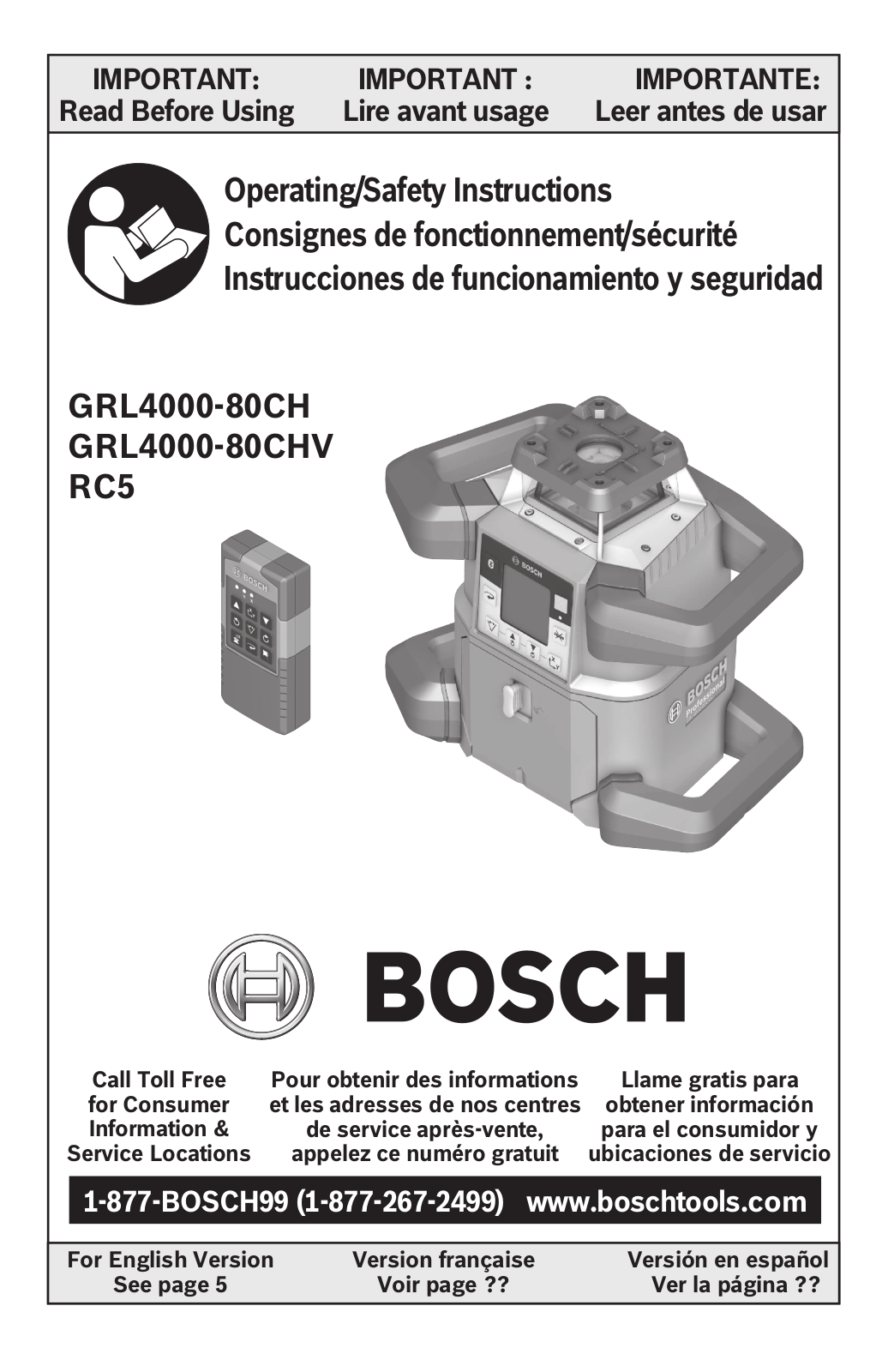 Bosch GRL4000-80CH, GRL4000-80CHV Owner's Manual