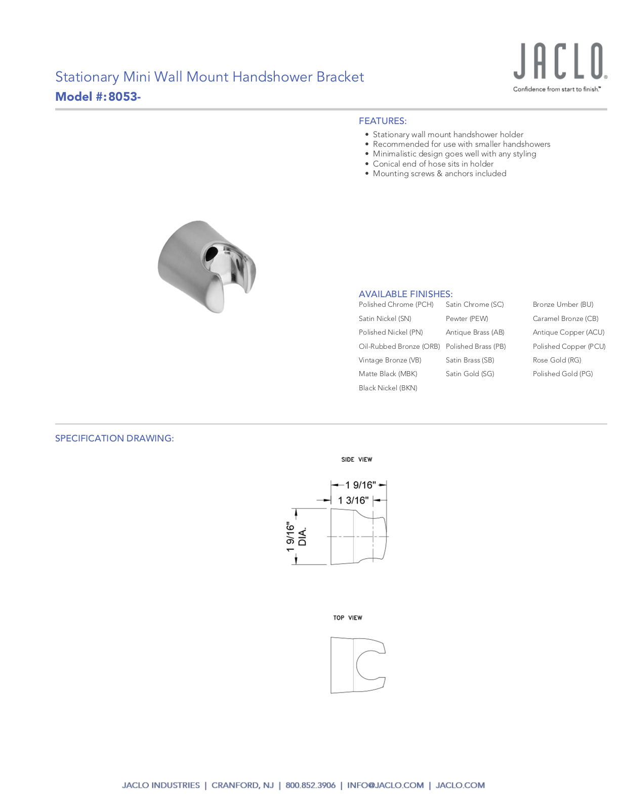 Jaclo 8053 User Manual