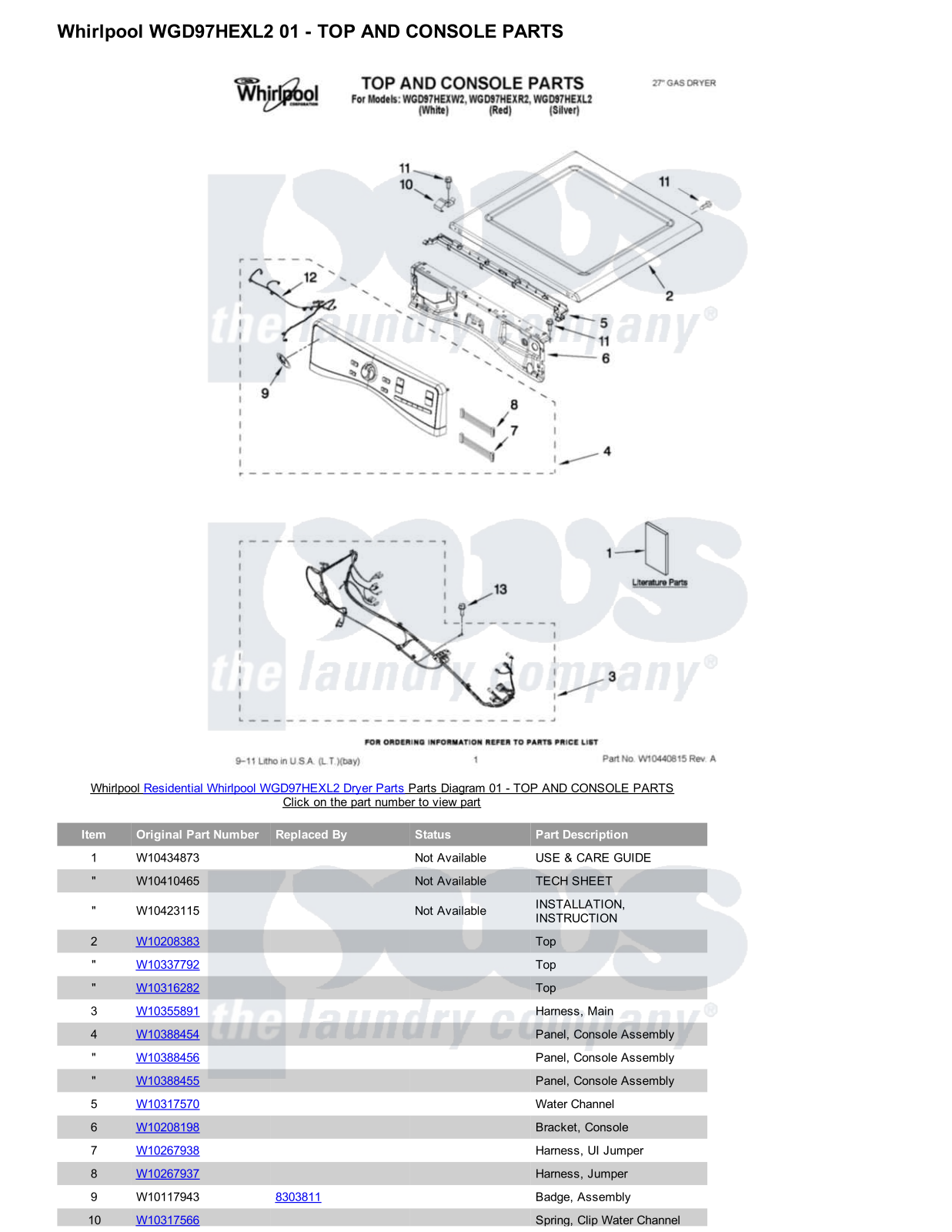 Whirlpool WGD97HEXL2 Parts Diagram