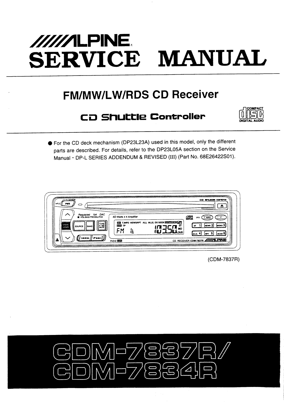 Alpine CDM-7834-R, CDM-7837-R Service manual