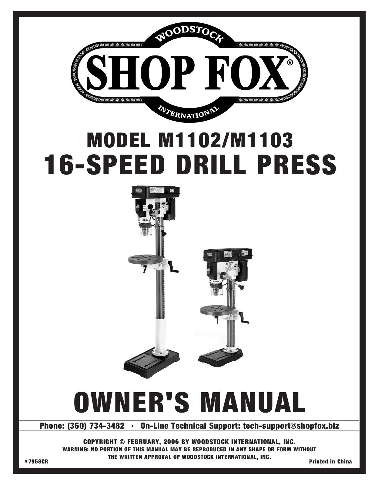 Woodstock M1103, M1102 User Manual