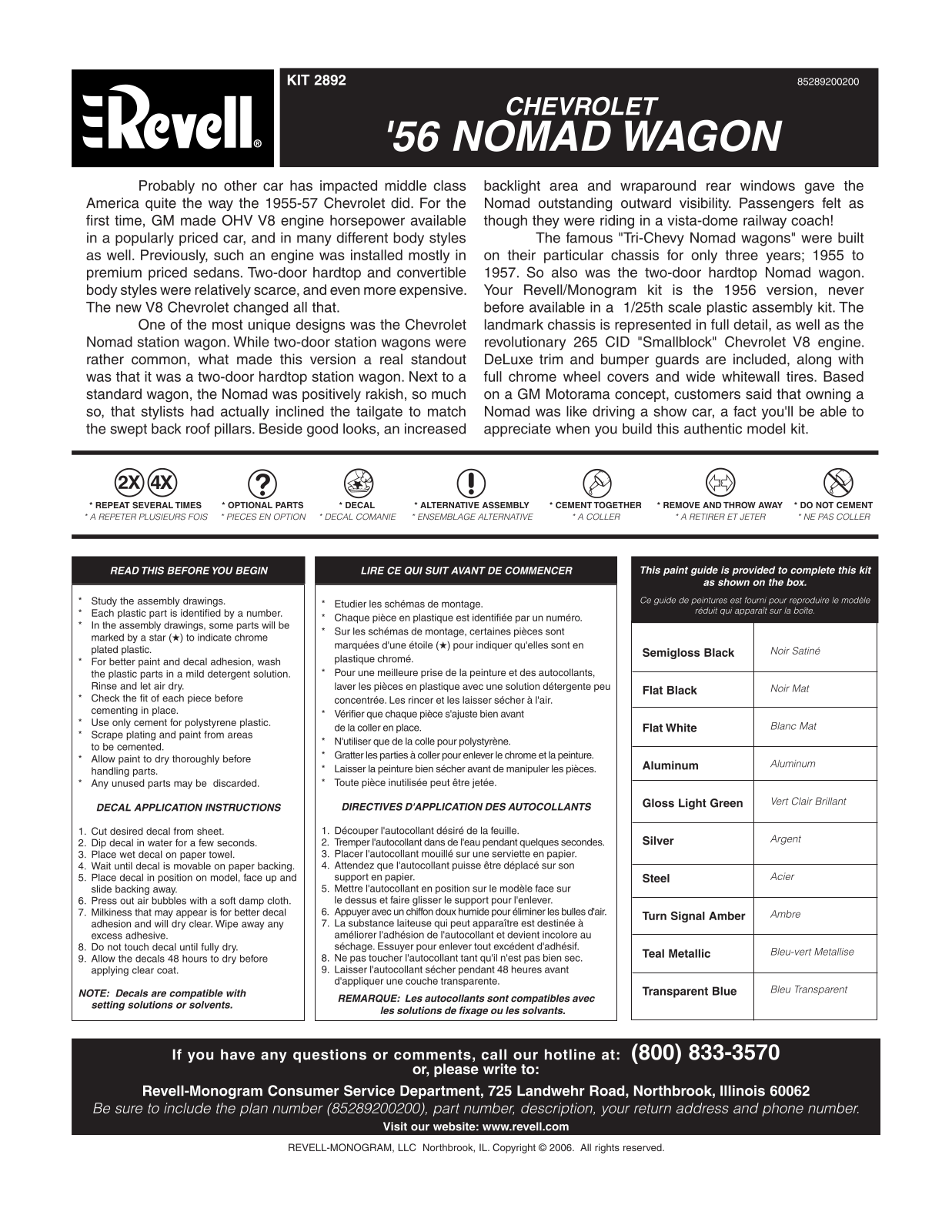 REVELL Chevrolet 1956 Nomad Wagon User Manual
